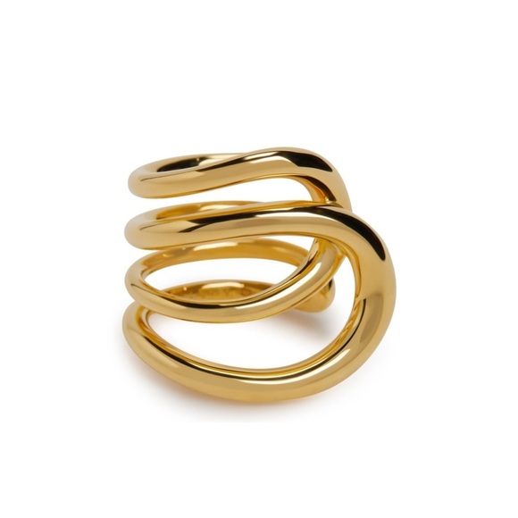 Stainless Steel 18K Geometric Asymmetric Chucky Irregular Ring. - Picture 6 of 10